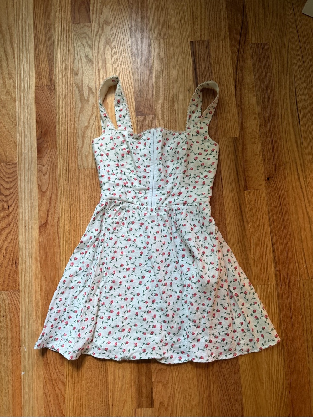 Reformation White Mini Dress with Pink Floral Print - Picture 2 of 2